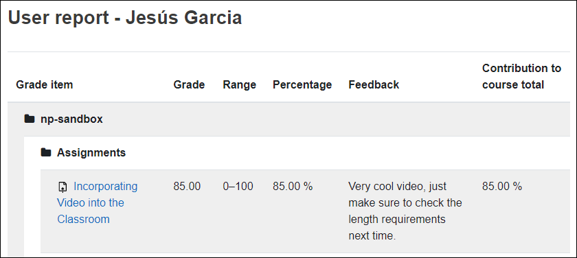 Grading an Assignment with Video Submissions