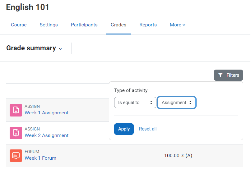 Using the Grade Summary Report in Engage