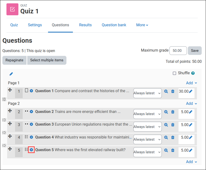 Adding and Editing Questions
